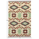 Green Hand Woven Geometric Wool Jute Rug