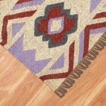 Hand Woven Lavender Purple Multicolor Entrance Wool Jute Rug
