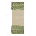 Hand Woven Beige Green Cotton Yoga Mat Rug