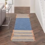 Blue Geometric Hand Woven Cotton Yoga Mat