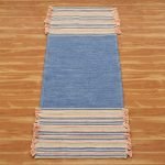 Blue Geometric Hand Woven Cotton Yoga Mat
