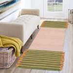 Hand Woven Pink Geometric Cotton Runner Yoga Mat