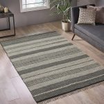 Geometric Black Hand Woven Wool Jute Rug