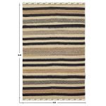 Hand Woven Beige Black Wool Jute Rug