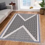 Black Cotton Hand Block Printed Rug
