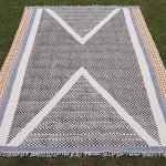 Black Cotton Hand Block Printed Rug