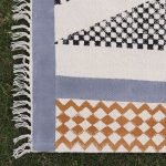 Black Cotton Hand Block Printed Rug