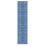 Hand Block Printed Blue White Geometric Rug