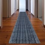 Blue White Cotton Hand Block Print Area Rug