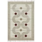 Cotton Beige White Hand Block Printed Rug
