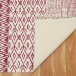 Red Cotton Hand Block Print Geometric Rug