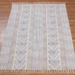 Cotton Brown Beige Hand Block Printed Rug