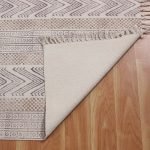 Cotton Brown Beige Hand Block Printed Rug