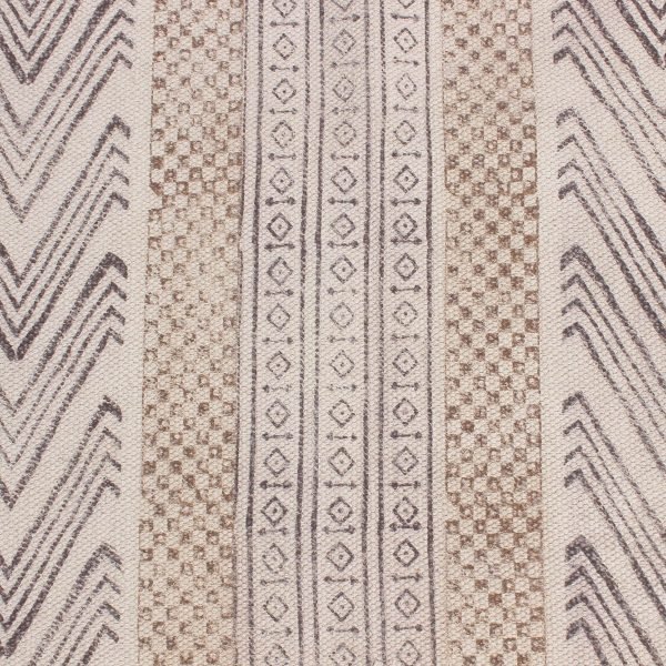 Cotton Brown Beige Hand Block Printed Rug - Image 7