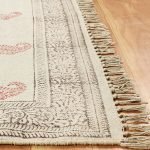 Hand Printed Bordered Multicolor Cotton Rug