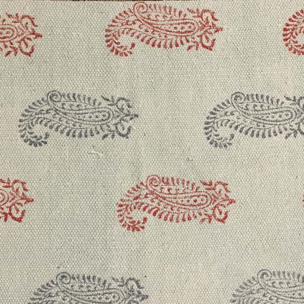 Hand Printed Bordered Multicolor Cotton Rug - Image 7
