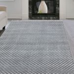 Black Grey Cotton Hand Printed Geometric Rug