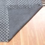 Black Grey Cotton Hand Printed Geometric Rug