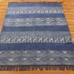 Hand Block Blue Geometric Printed Dhurrie