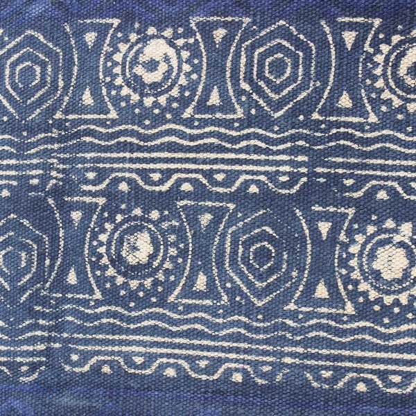 Hand Block Blue Geometric Printed Dhurrie - Image 7