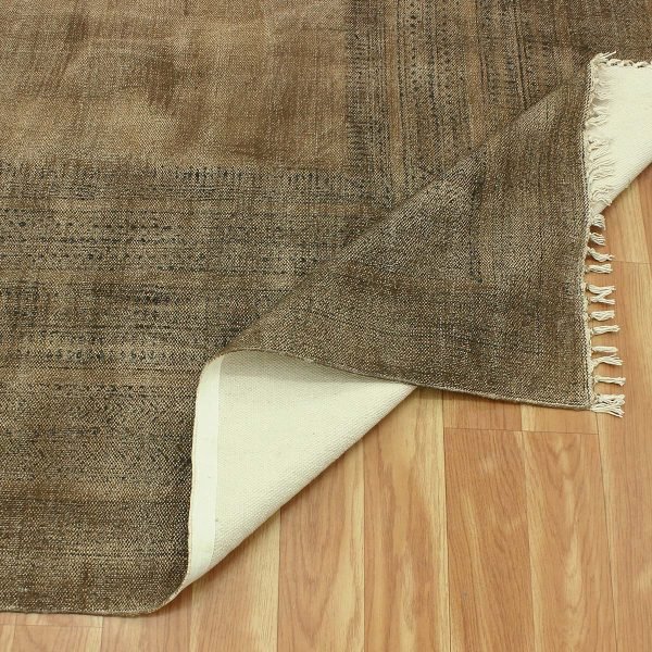 Cotton Brown Black Hand Block Printed Dhurrie - Image 5