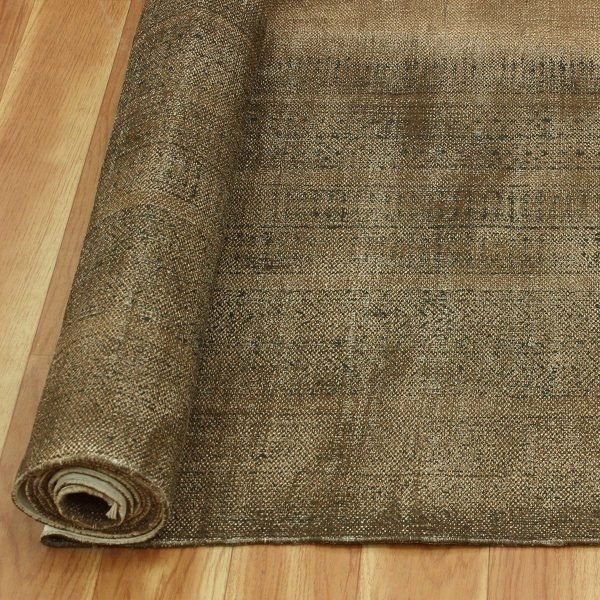 Cotton Brown Black Hand Block Printed Dhurrie - Image 6