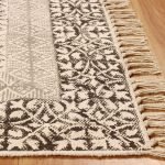 Oriental Beige Cotton Hand Block Print Rug