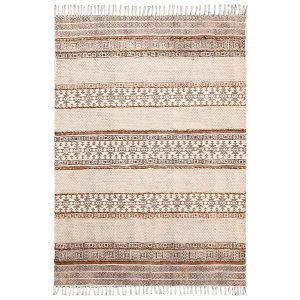Cotton Black Hand Printed Farm House Dhurrie