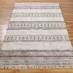 Cotton Black Hand Printed Farm House Dhurrie