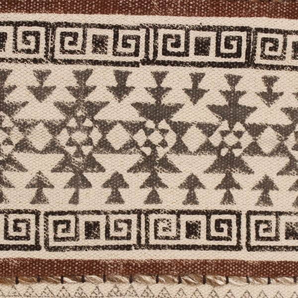 Cotton Black Hand Printed Farm House Dhurrie - Image 7