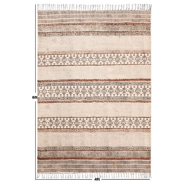 Cotton Black Hand Printed Farm House Dhurrie - Image 8
