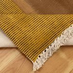 Geometric Yellow Black Cotton Hand Printed Rug
