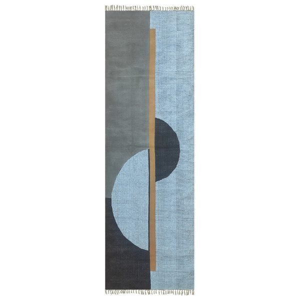 Black Geometric Hand Block Printed Rug