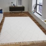 Kantha Work Beige Black Checked Cotton Rug