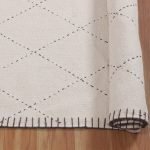 Kantha Work Beige Black Checked Cotton Rug