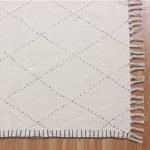 Kantha Work Beige Black Checked Cotton Rug
