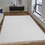 Geometric Cotton Beige Kantha Worked Rug