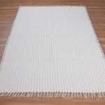 Geometric Cotton Beige Kantha Worked Rug