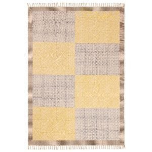 Yellow Hand Block Printed Cotton Area Rug