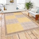 Yellow Hand Block Printed Cotton Area Rug