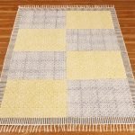 Yellow Hand Block Printed Cotton Area Rug