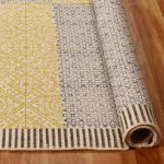 Yellow Hand Block Printed Cotton Area Rug