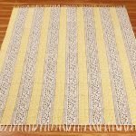 Floral Black Hand Block Printed Cotton Rug