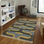Hand Woven Black Geometric Wool Jute Rug