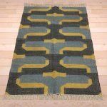 Hand Woven Black Geometric Wool Jute Rug