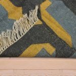 Hand Woven Black Geometric Wool Jute Rug