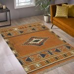 Orange Hand Woven Geometric Wool Jute Rug