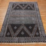  Handmade Cotton Black Geometric Bedroom Rug