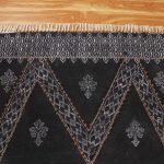  Handmade Cotton Black Geometric Bedroom Rug