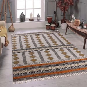 Bronze Geometric Hand Tufted Cotton Area Rug
